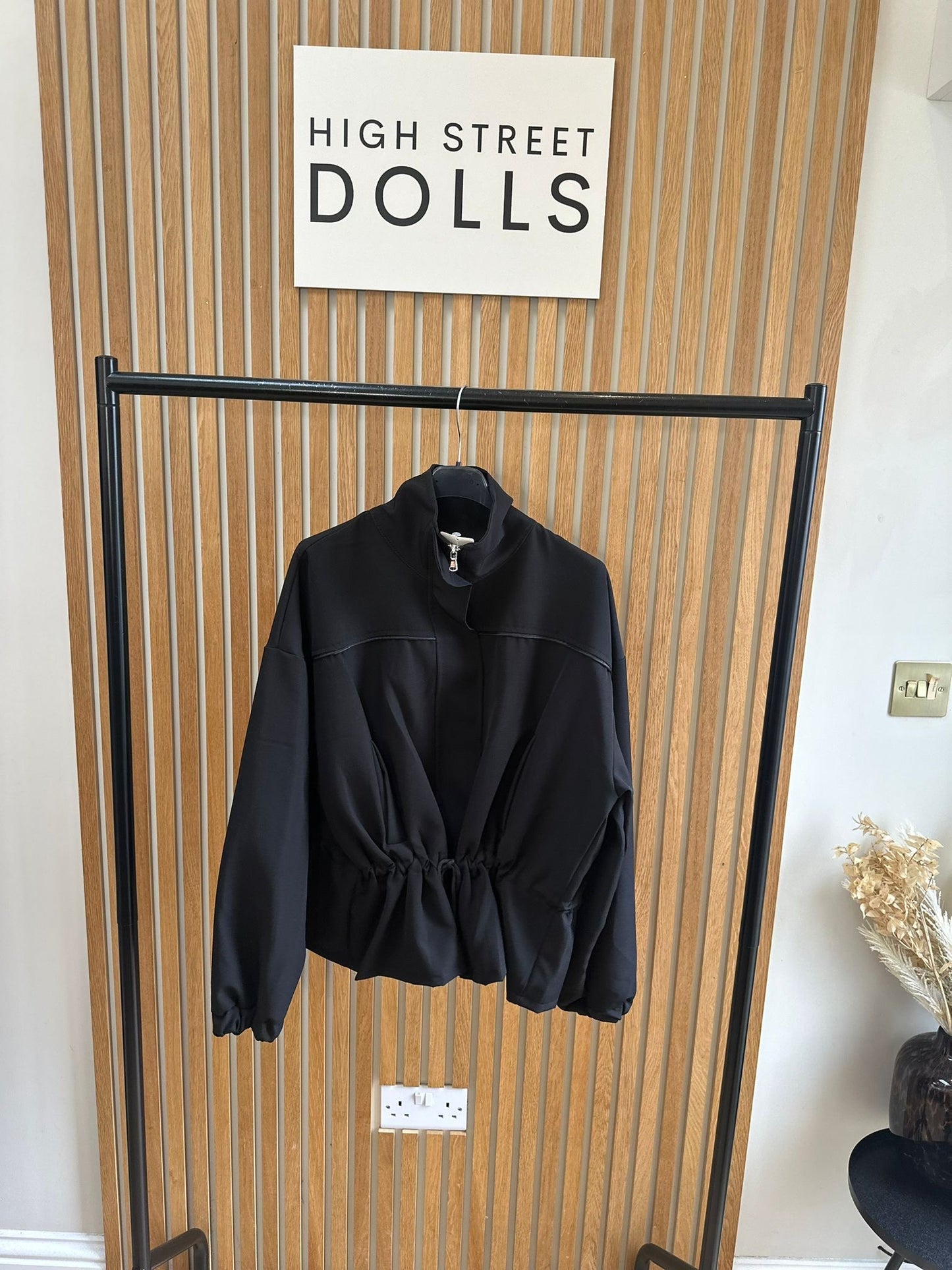 Mia Peplum Jacket – Women’s Sporty Lightweight Cover-Up, Autumn/Winter Layer with Piping Details, Cinched Waistline & Funnel Neckline