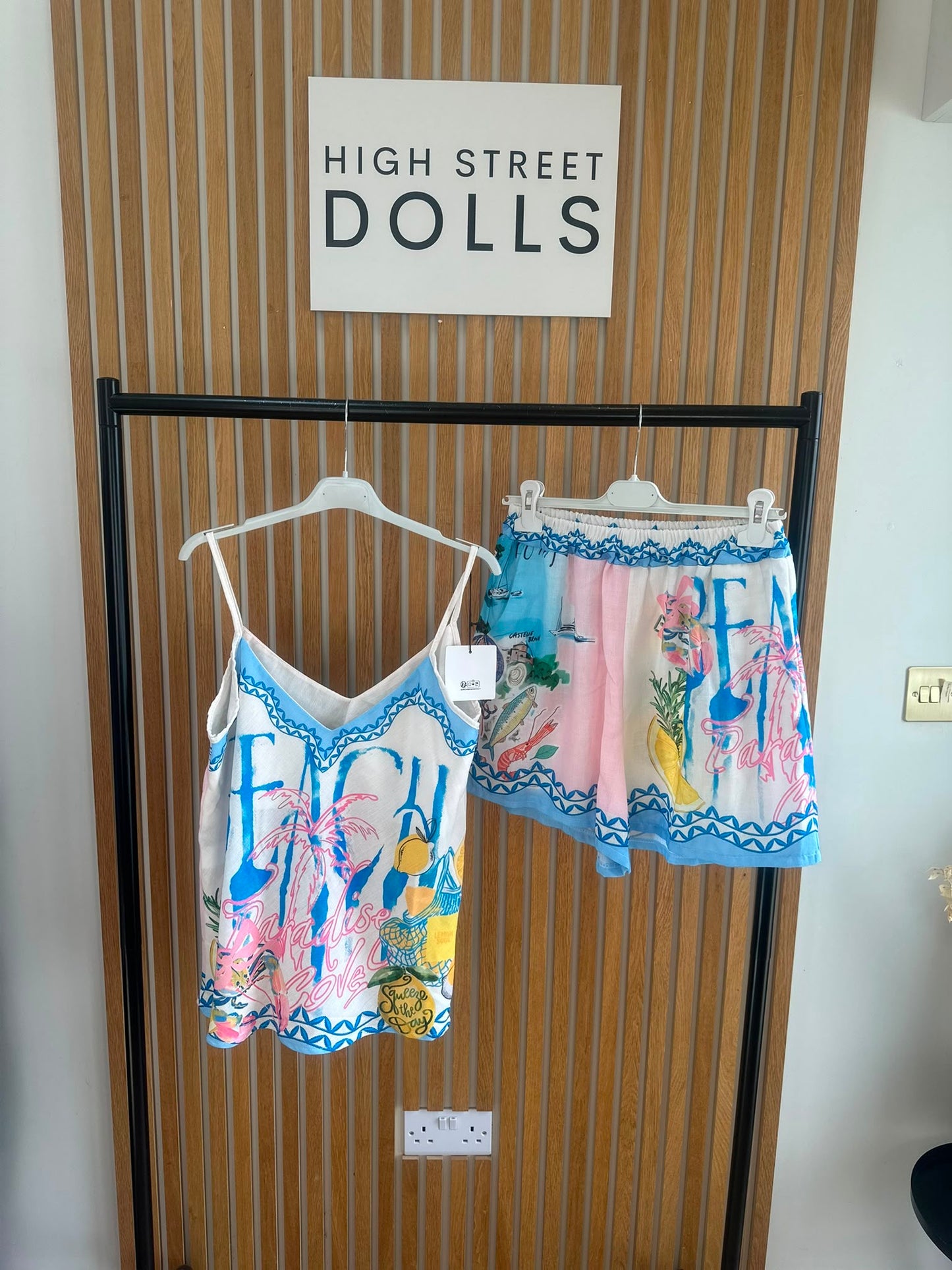 Dominica Strap Top and Shorts Bright Summer Prints Holiday Spaghetti Strap Co Ord Two Piece