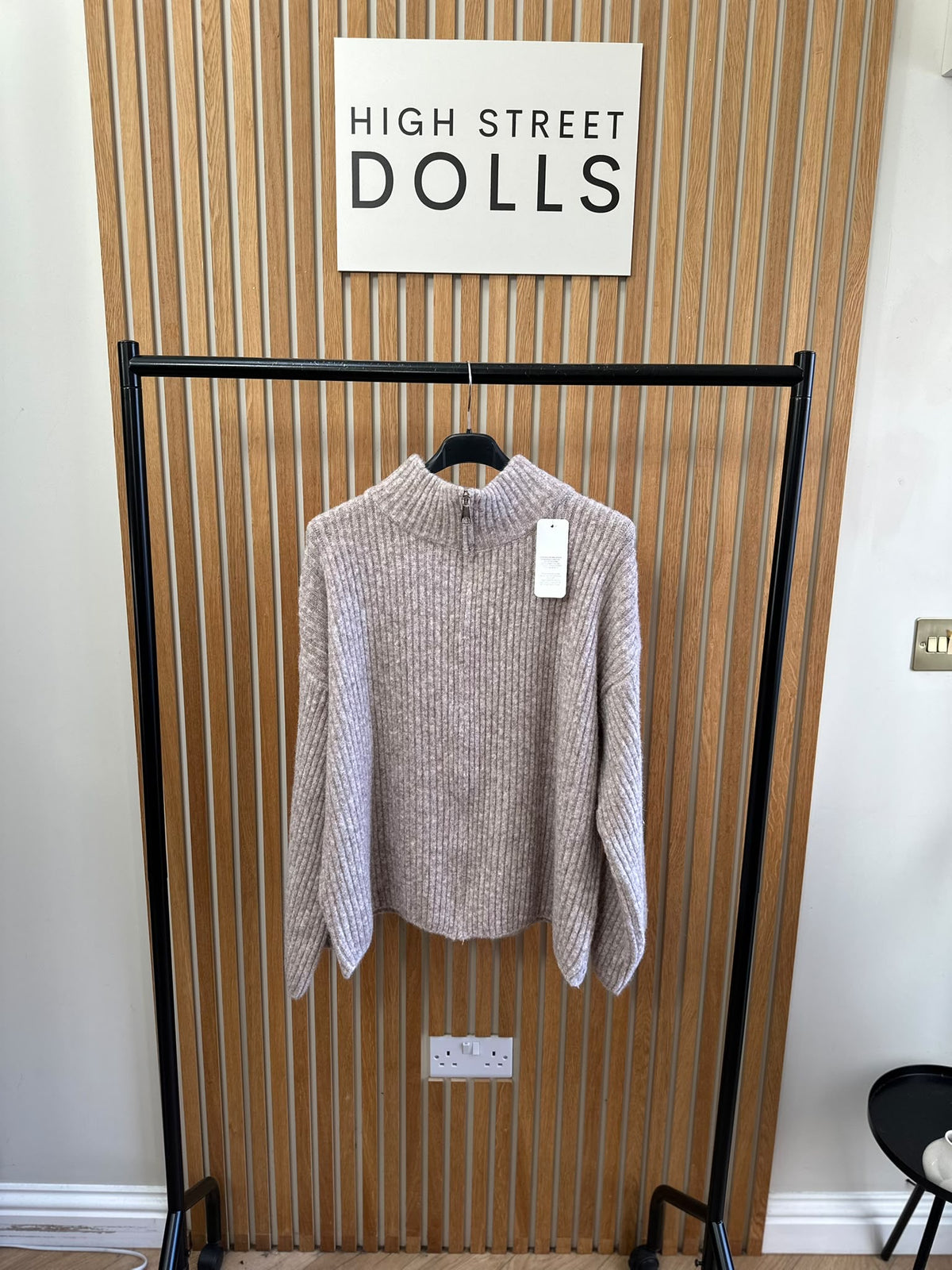 Emily Oversized Knitted Zip-Up Cardigan with Bell Sleeves & Funnel Neckline – Autumn Winter Knitwear