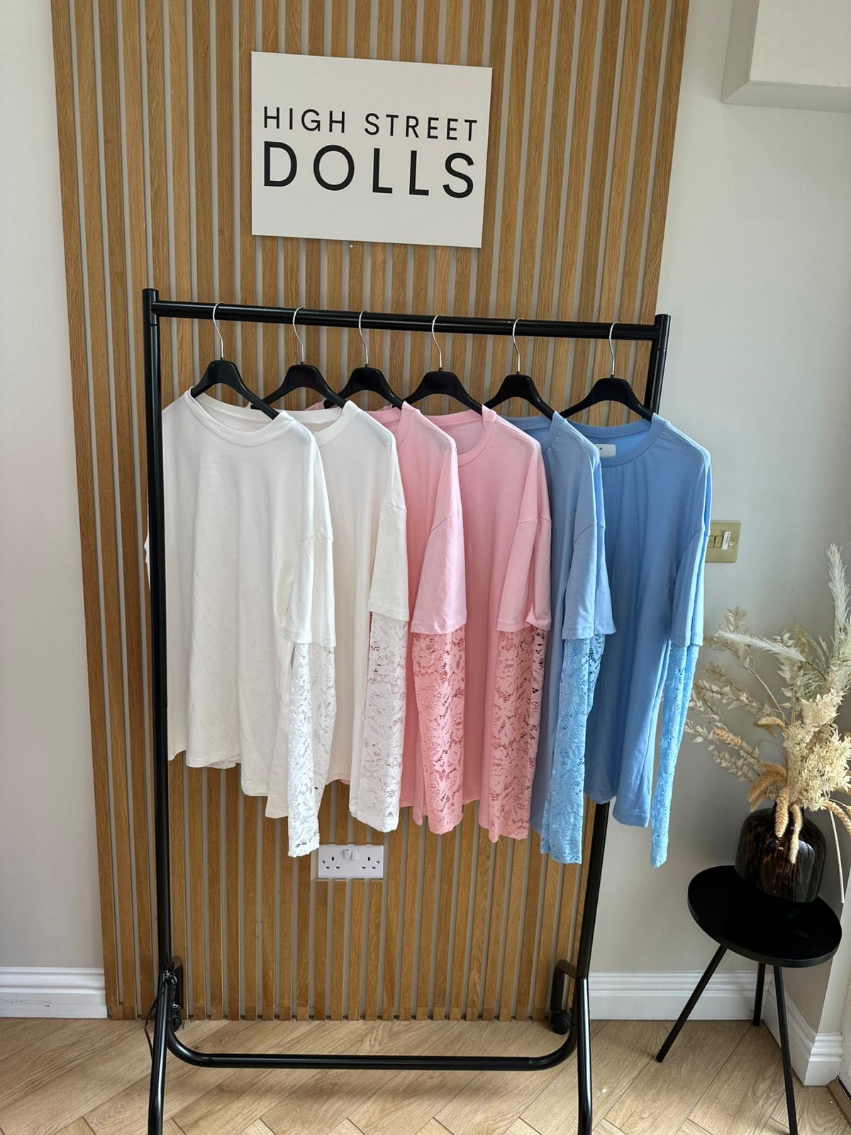 Flora Lace Oversized T Shirt Long Sleeve