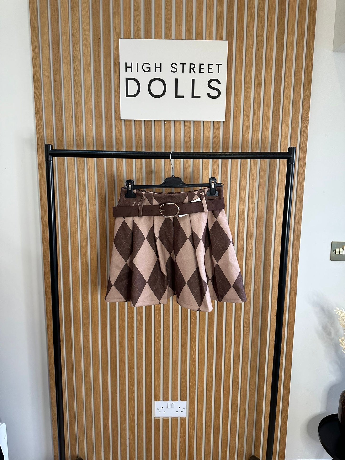 Audrey Diamond Checkered Skirt Autumn Winter Christmas Festive