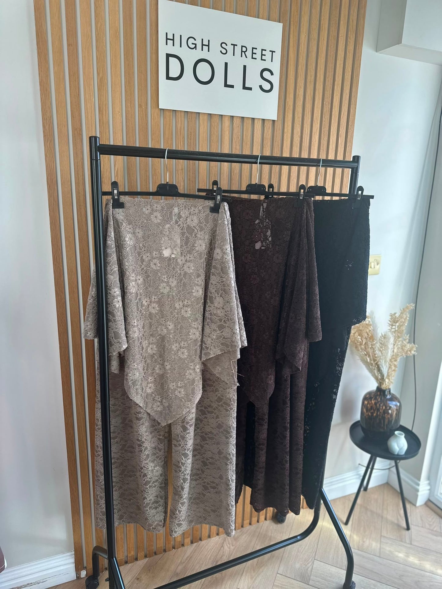 Cecilia Lace Co Ord Poncho Top and Trousers Wide Leg Sheer Evening Outfit