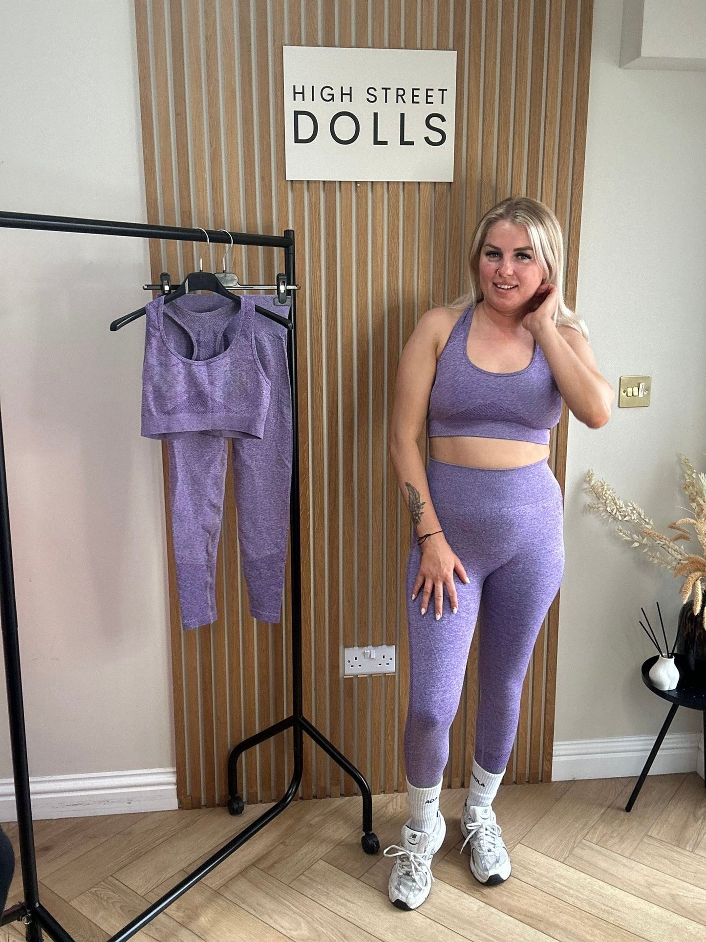 BodiBlossom Activewear Gym Set Lilac Sports Bra and Leggings
