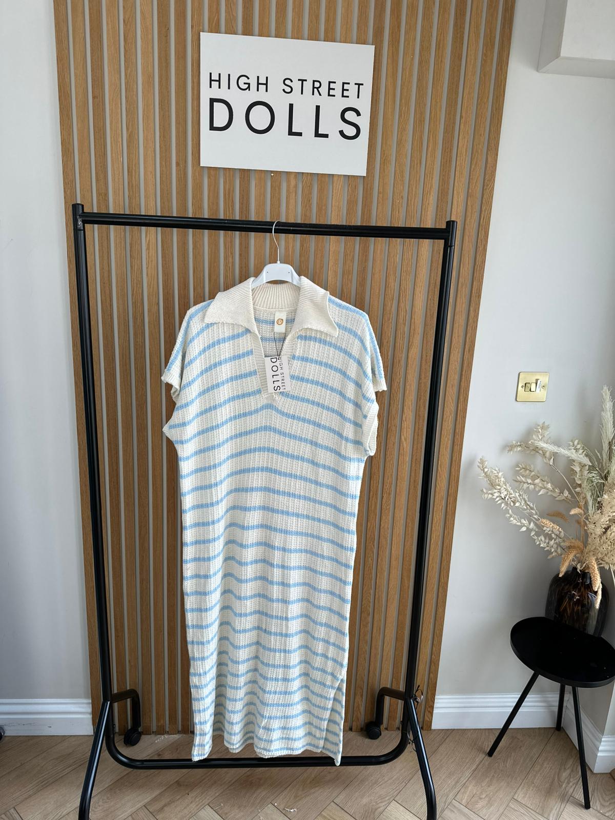 Belle Knitted Stripe Midi Dress Summer Holiday Outfit