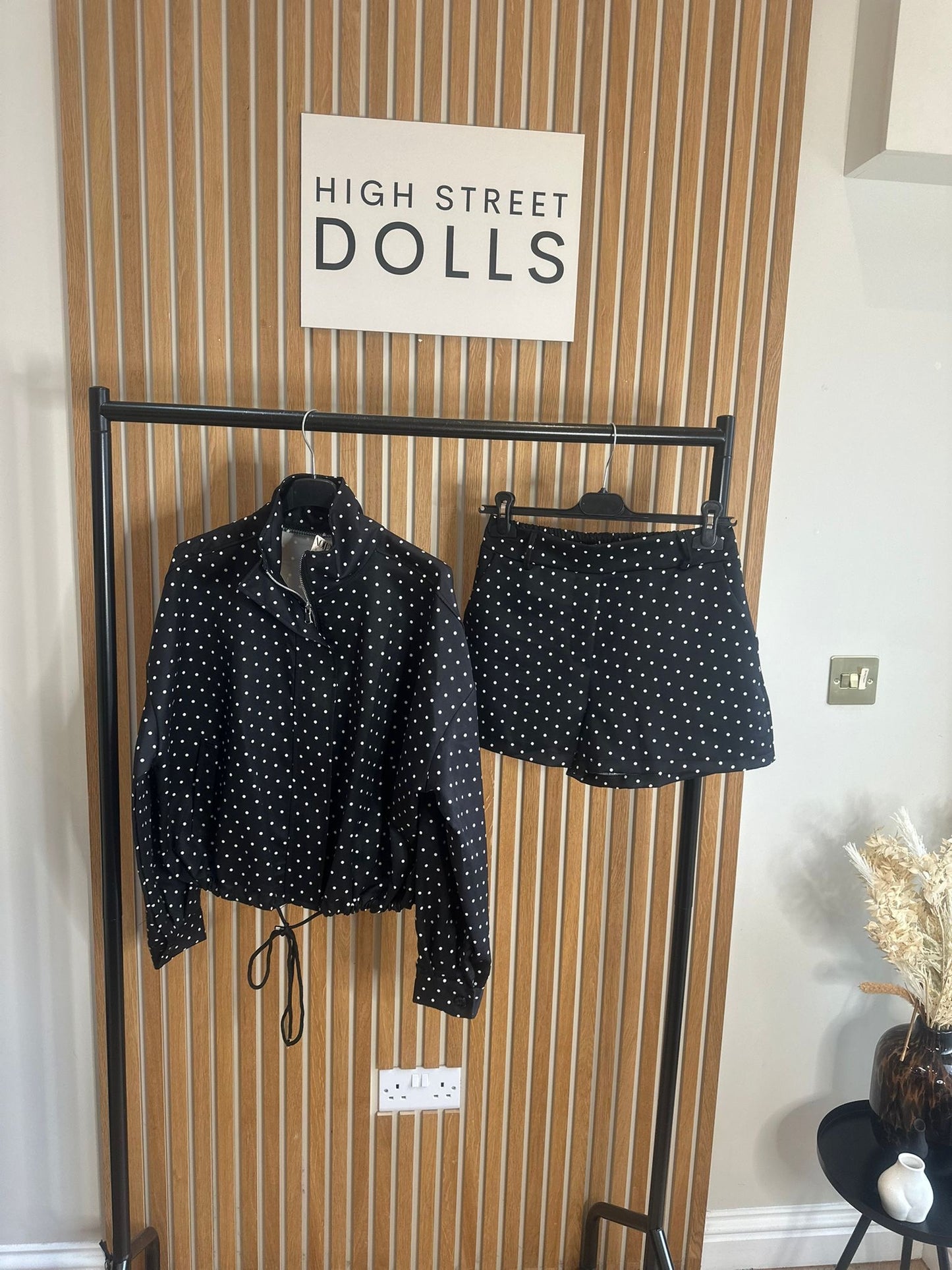 Willow Polka Dot Print Jacket and Shorts Holiday Spring Summer Women’s two piece co-ord Trending Viral Print Stripe Detail