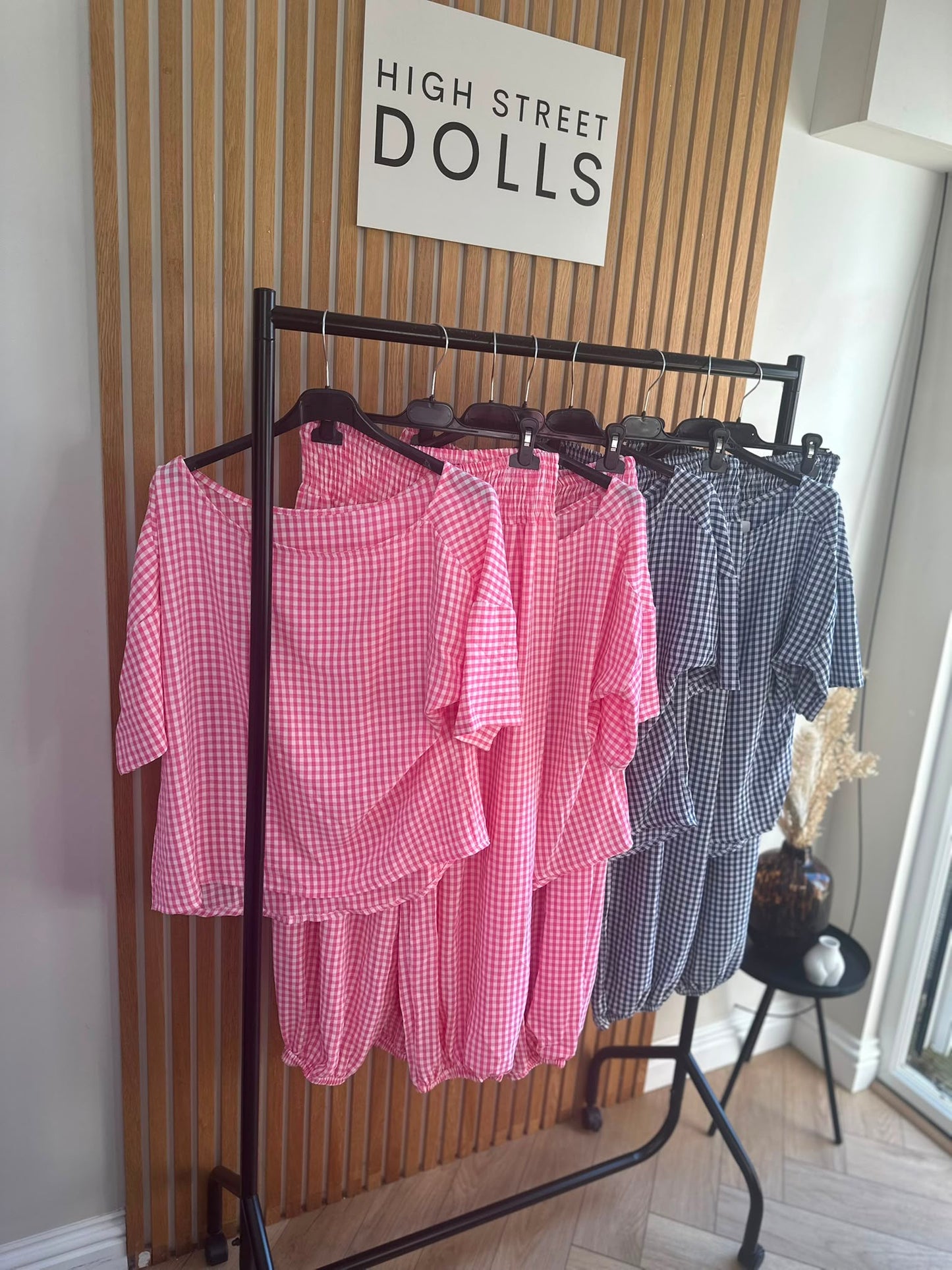 Shelley Gingham Co Ord Top and Trouser Set Summer Holiday Light Weight Material