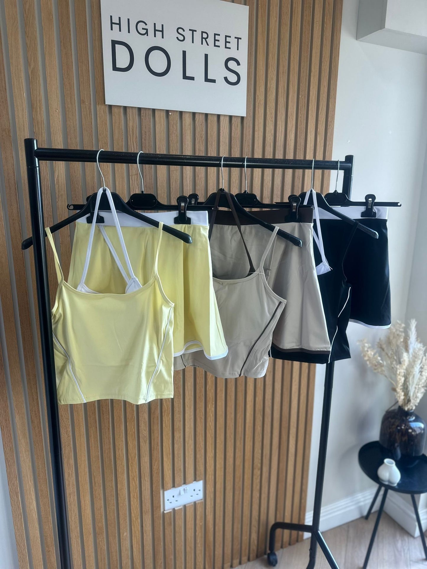 Cleo Active Sports Top and Wrap Skort Set Co Ord Two Piece Layered Camisole Activewear Spring Summer