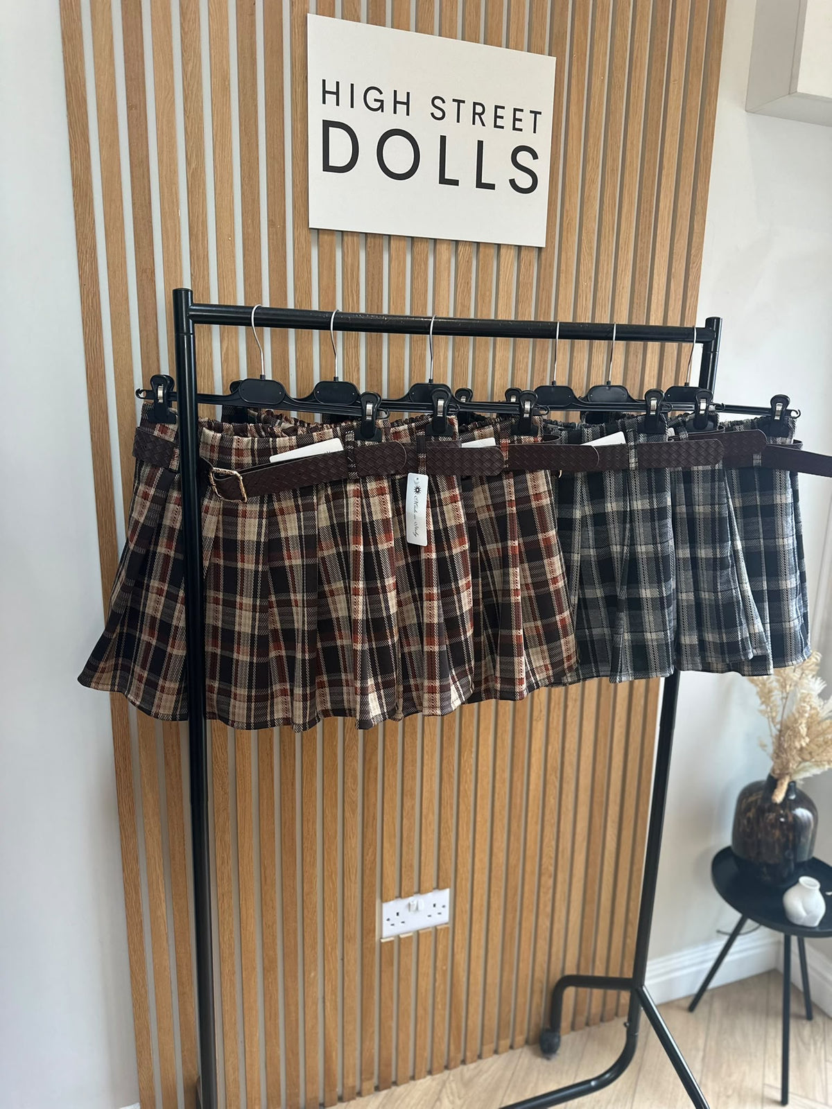 Cassidy Tartan Check Pleated Shorts/Skort – Belt Included, Front Pleated Skirt, Autumn Winter Women’s Fashion