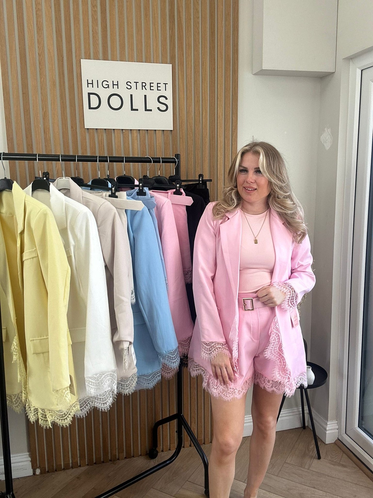 Lucinda Blazer Lace Detail Single Breasted Daywear Evening Wear Winter Spring Summer Pastels