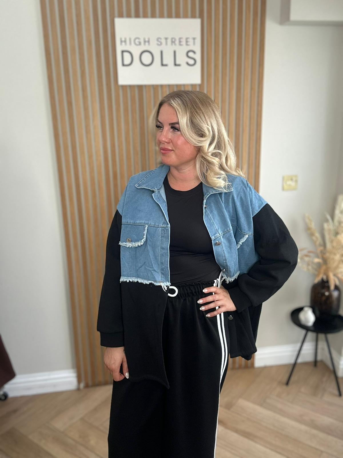 Bryony Oversized Shaket with Denim Details Shirt Jacket