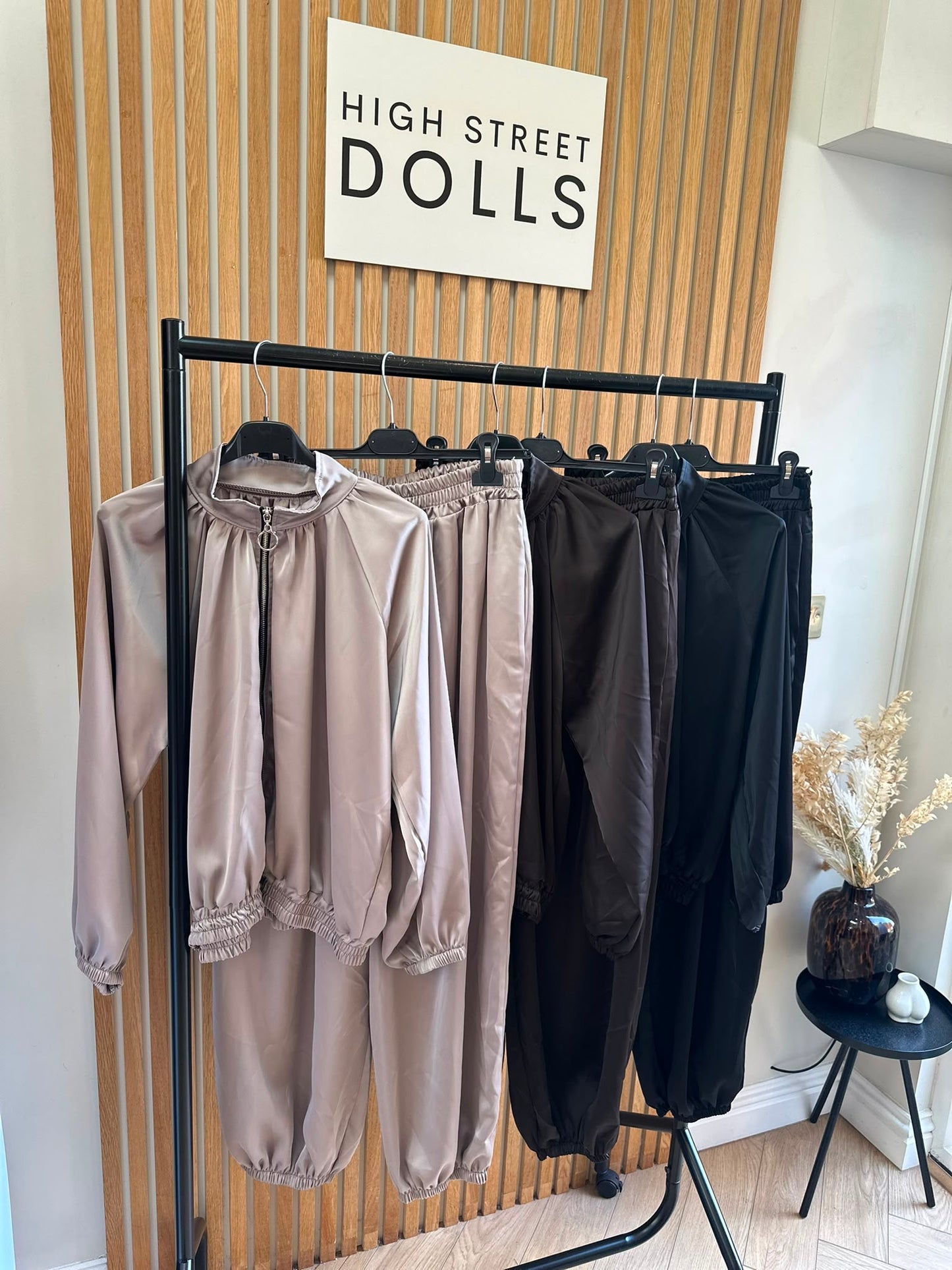 Blair Satin Harem Tracksuit Two-Piece Bomber Jacket Style Co-Ord, Silky Satin Material Autumn Loungewear