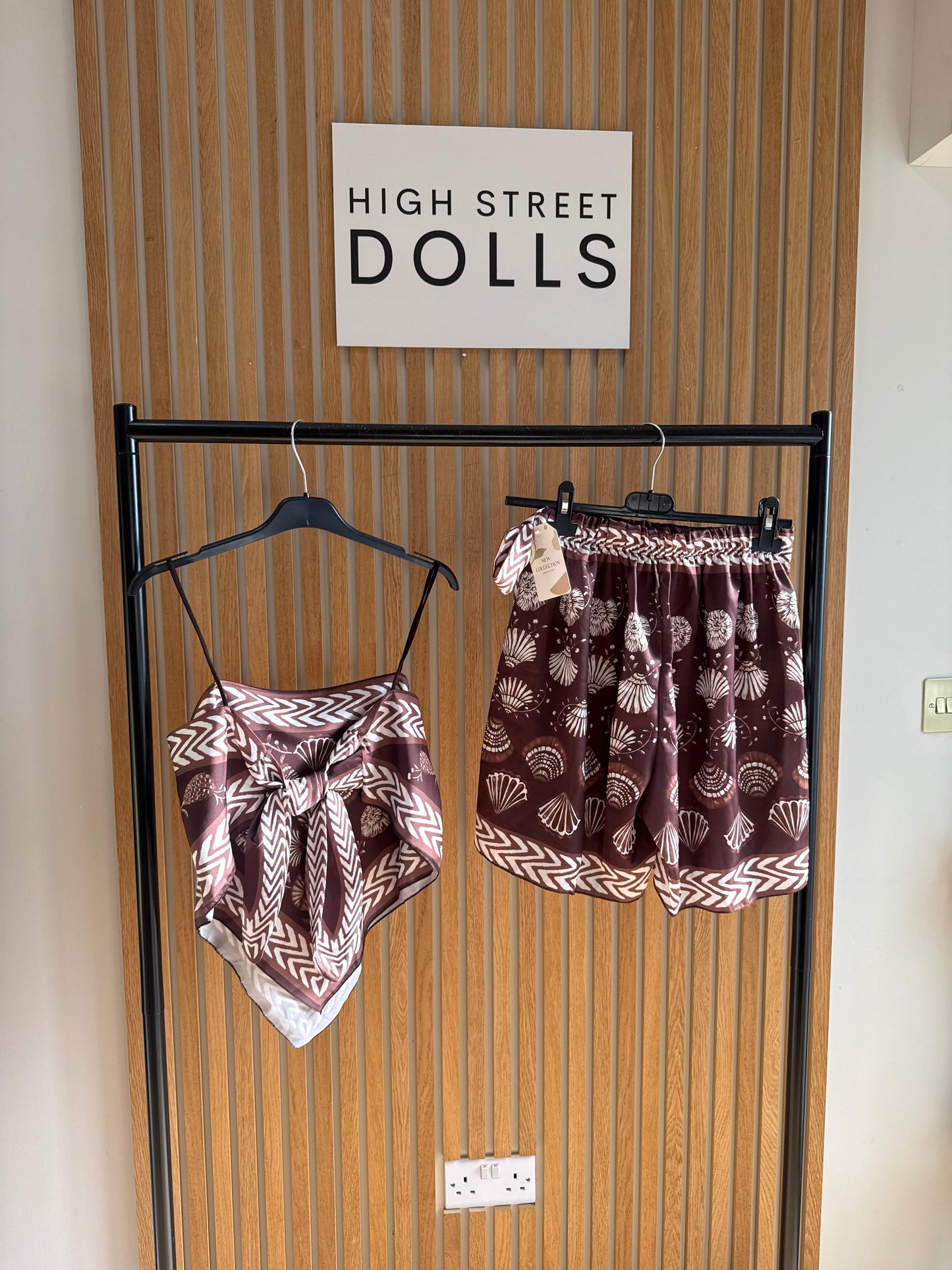 Hattie Satin Top and Wrap Around Skort Set Matching Two Piece Summer Printed Cami and Skirt