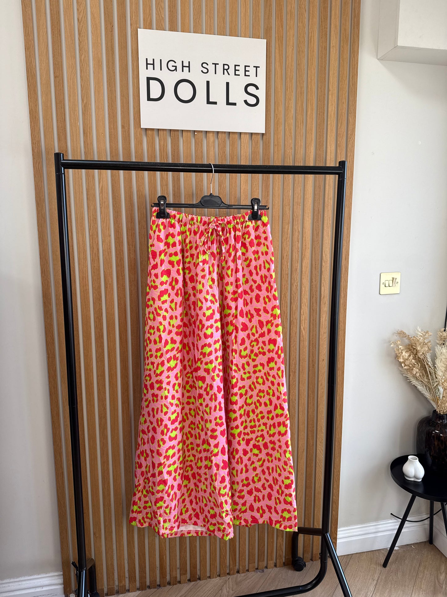 Kira Wide Leg Trousers Light Weight Material Summer Bright Leopard Print