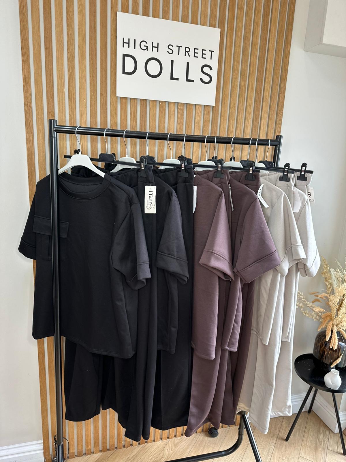 Piper Lounge Set T shirt with Wide leg Trousers Combat Pocket Tracksuit Loungewear Two Piece Co Ord