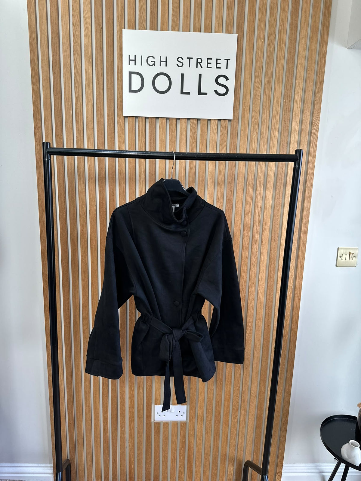 Kiera Suedette Belted Funnel Neck Button-Down Jacket – Autumn/Winter