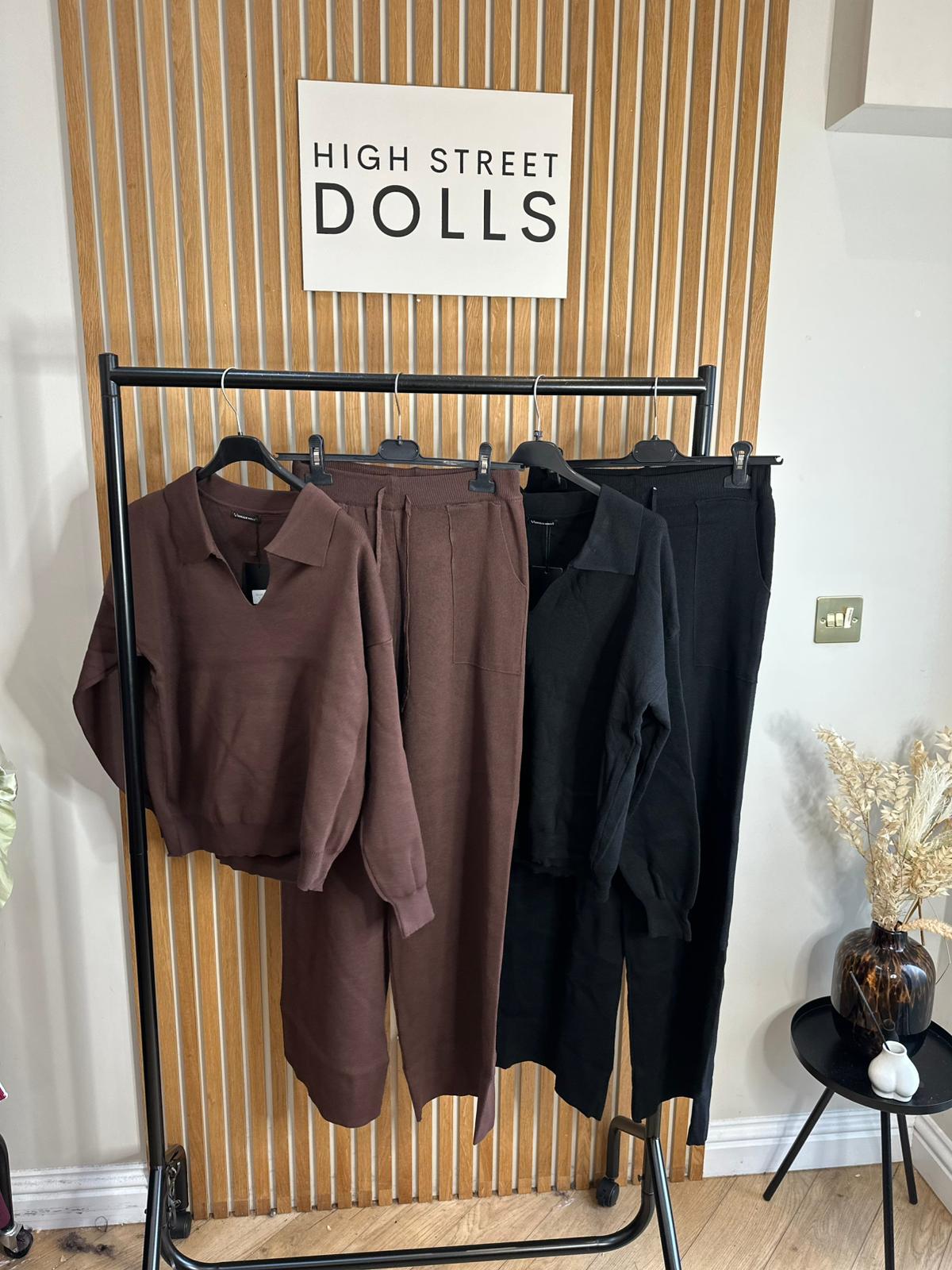 Mavis Knitted Lounge Set V Neck Sweater Wide Leg Co Ord Autumn Winter Christmas Knitwear