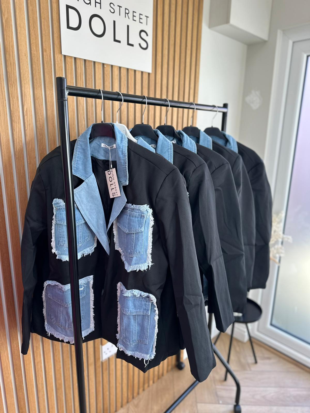 Hailey Blazer Denim Pockets Womens Jacket