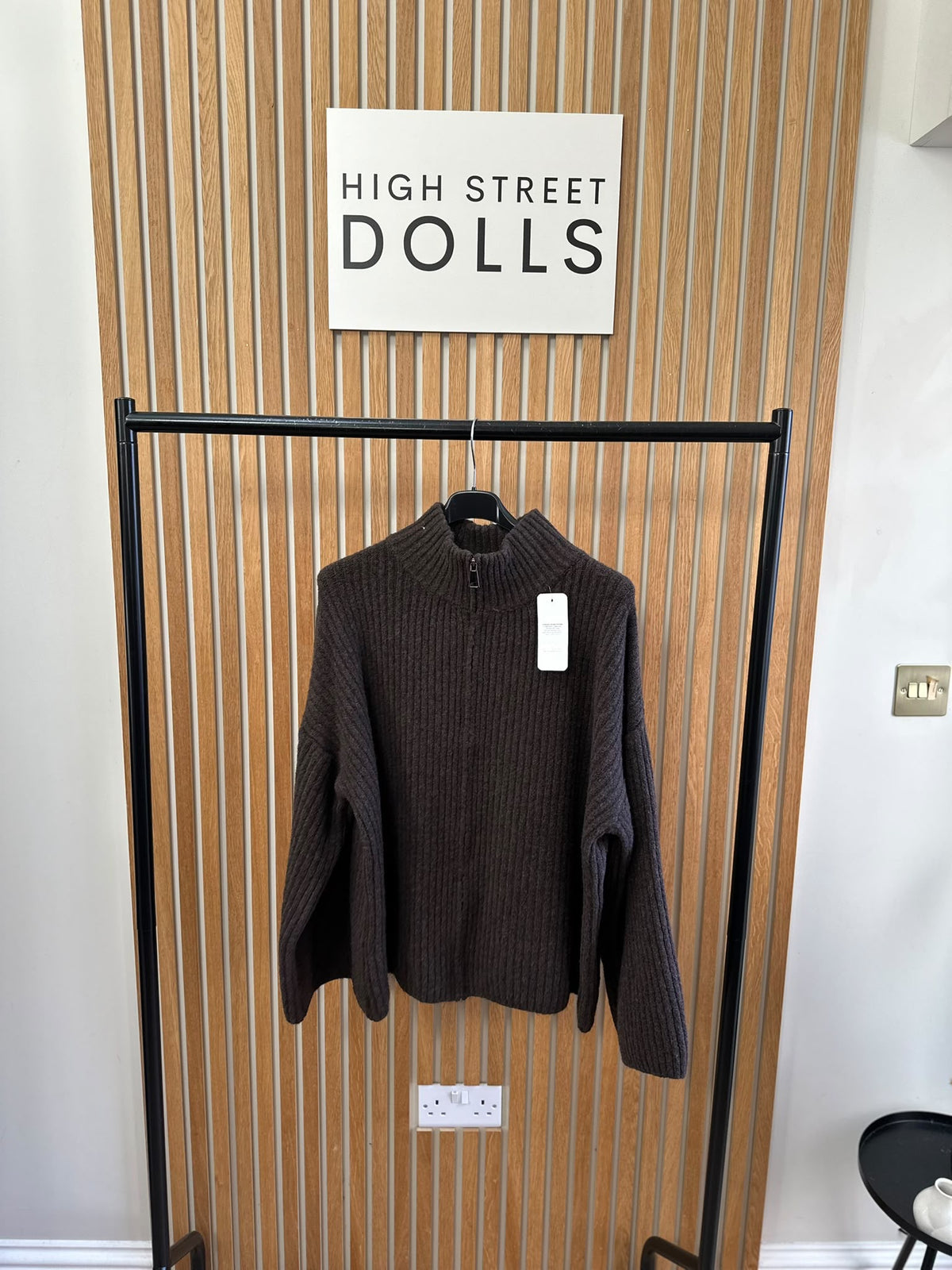 Emily Oversized Knitted Zip-Up Cardigan with Bell Sleeves & Funnel Neckline – Autumn Winter Knitwear