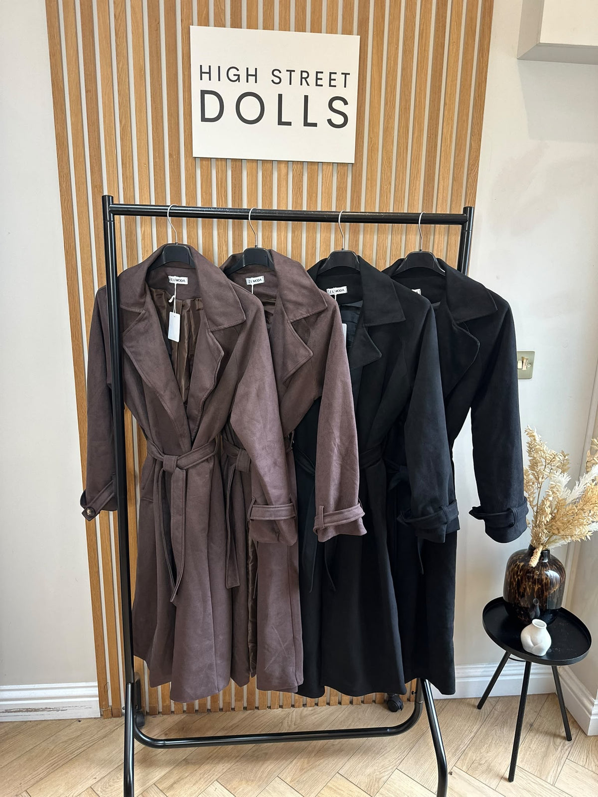 Aislinn Luxe Suede Midi Trench Coat – Autumn Winter Belted Jacket