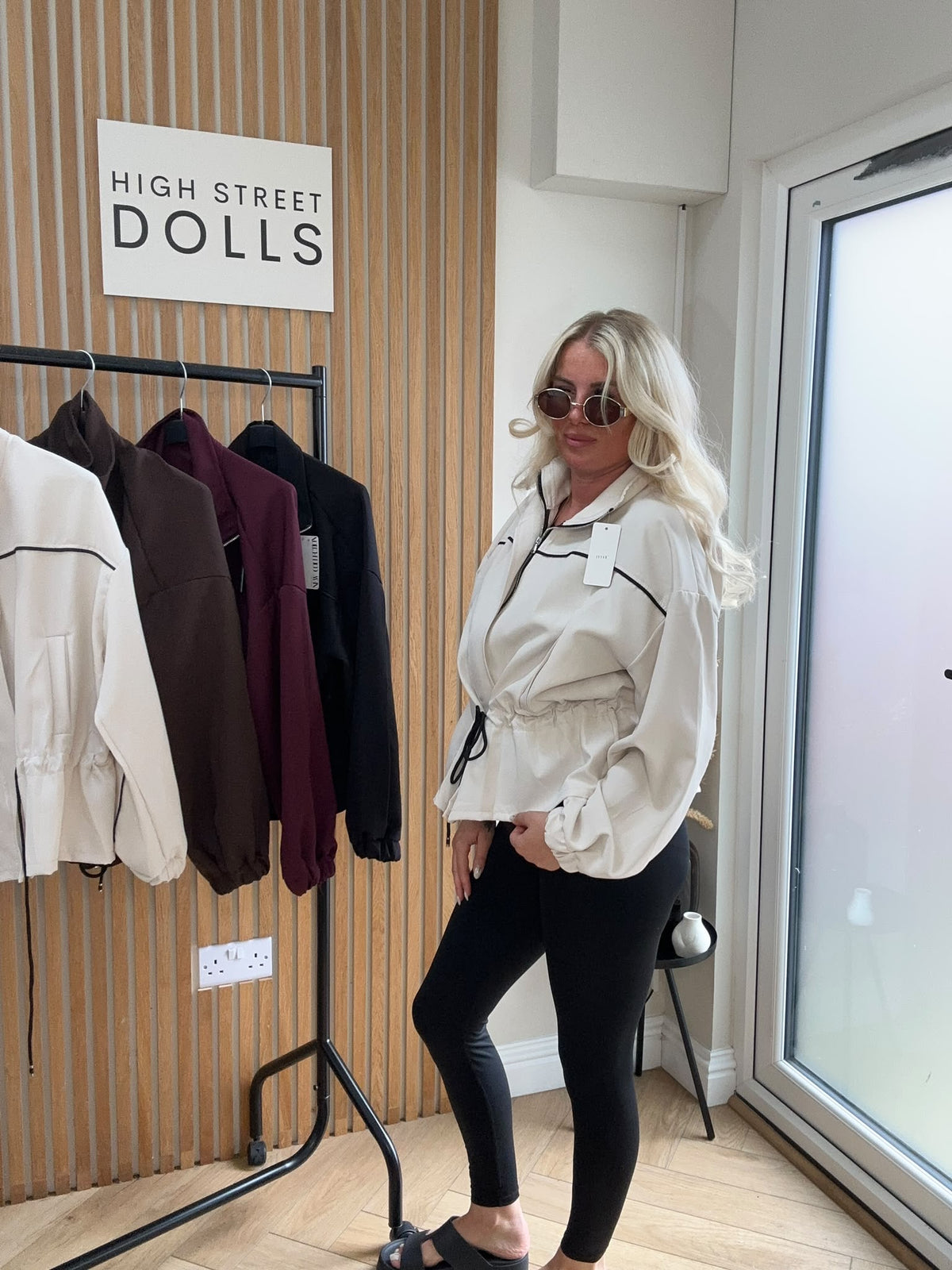 Mia Peplum Jacket – Women’s Sporty Lightweight Cover-Up, Autumn/Winter Layer with Piping Details, Cinched Waistline & Funnel Neckline