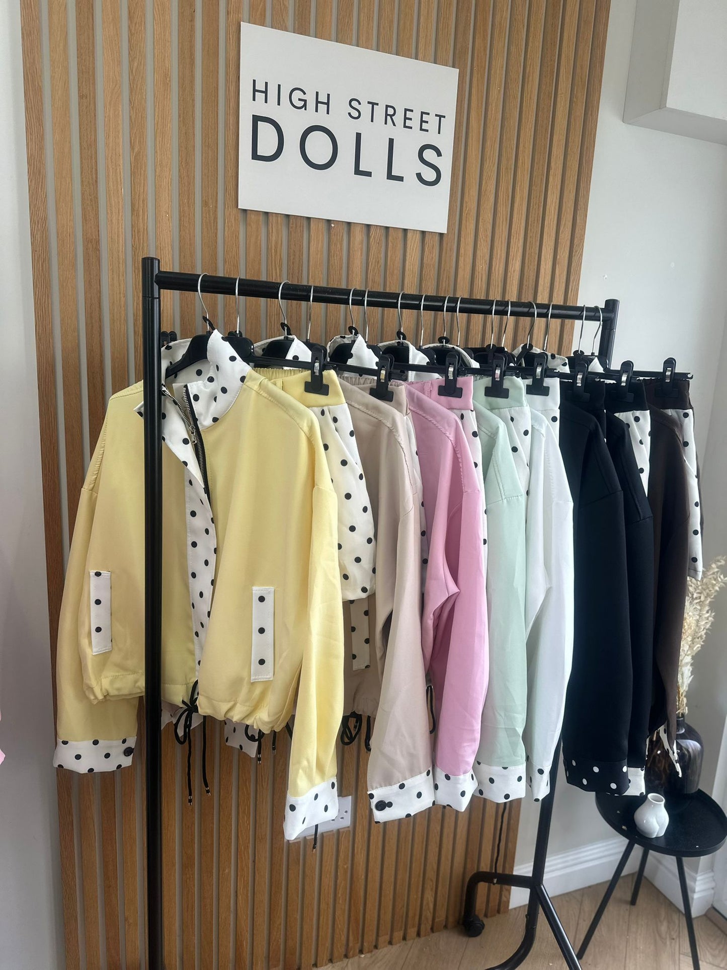 Sage Polka Dot Print Jacket and Shorts Holiday Spring Summer Women’s two piece co-ord Trending Viral Print Stripe Detail
