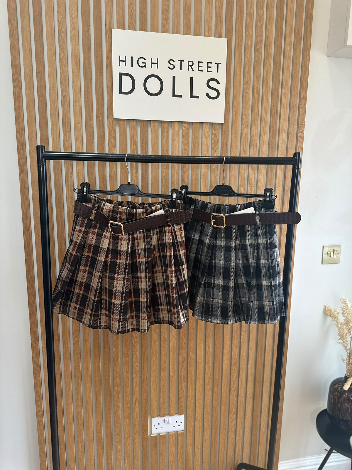 Cassidy Tartan Check Pleated Shorts/Skort – Belt Included, Front Pleated Skirt, Autumn Winter Women’s Fashion