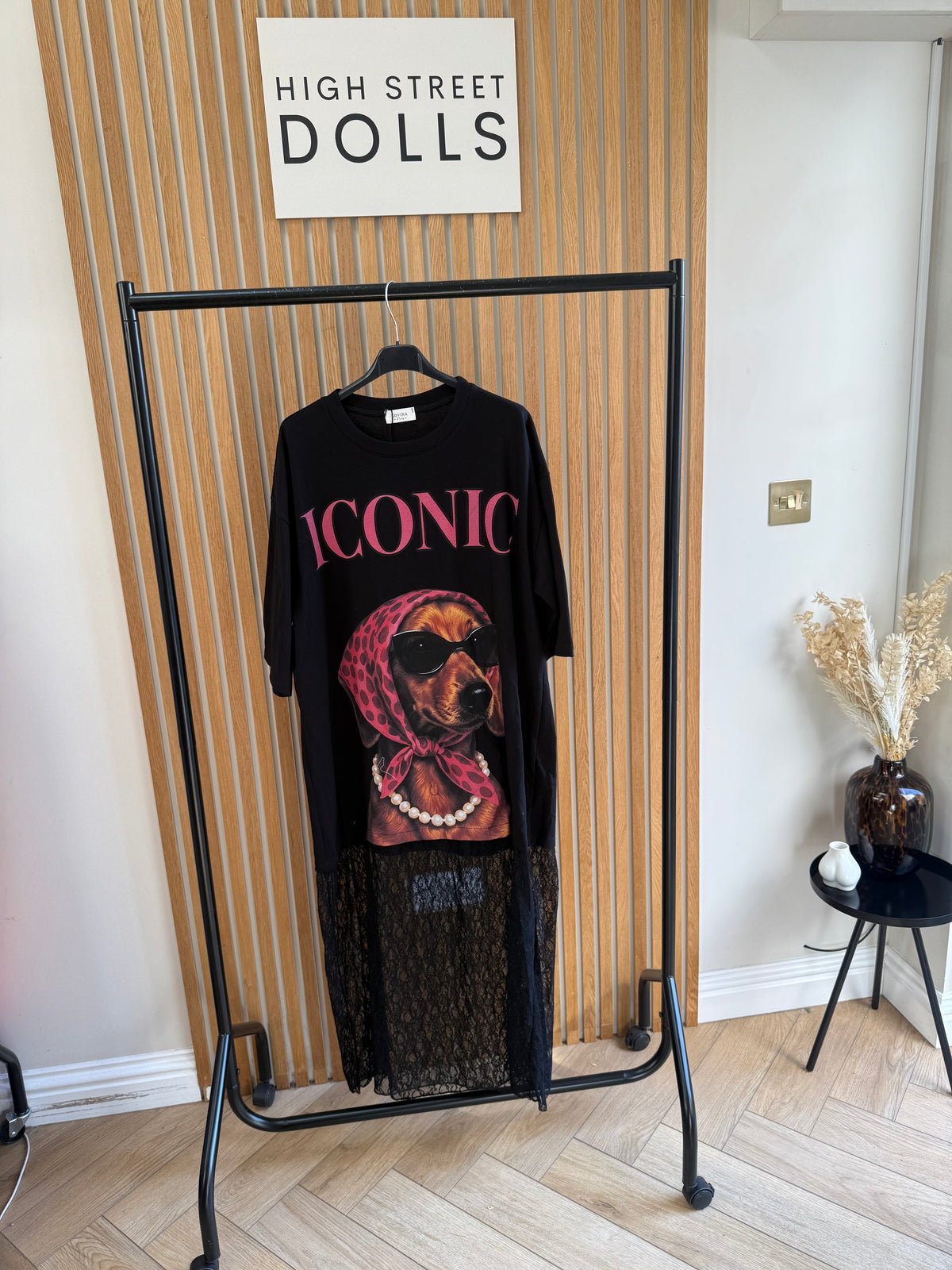 Teagan Oversized Lace T Shirt Dress Slogan Dog Print Longline Maxi Dress Summer Autumn