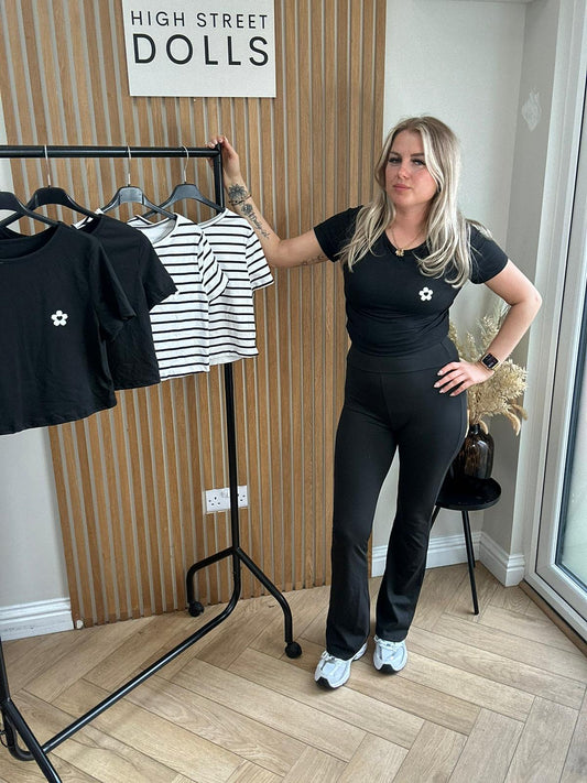 Cropped Gym T Shirt Printed Logo Activewear Dance