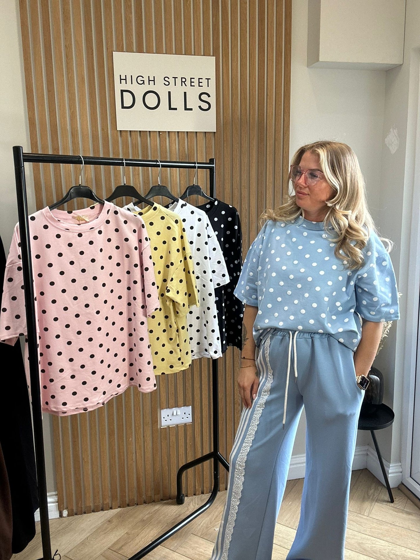 Mabel Polka Dot Oversized T Shirt Short Sleeves Spring Summer Lemon Viral