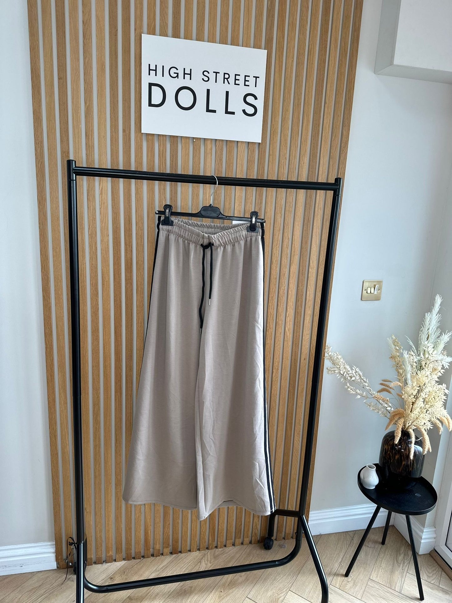 Khloe Trousers Wide Leg Flares Stripe Detail