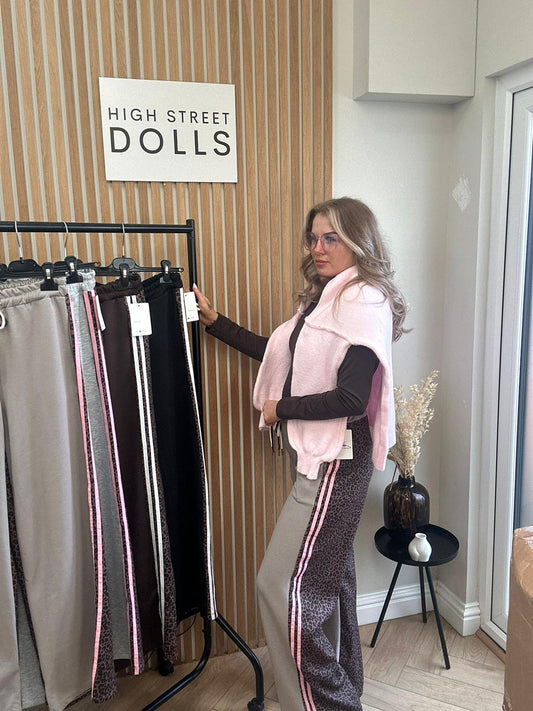 Sabrina Wide Leg Trousers Leopard Print Flares Stripe Detail Autumn Winter Women’s Trouser