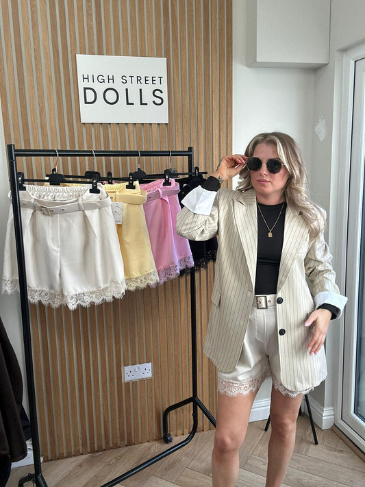 Emmie Lace Shorts Belt Included Spring Summer Pastel Colours