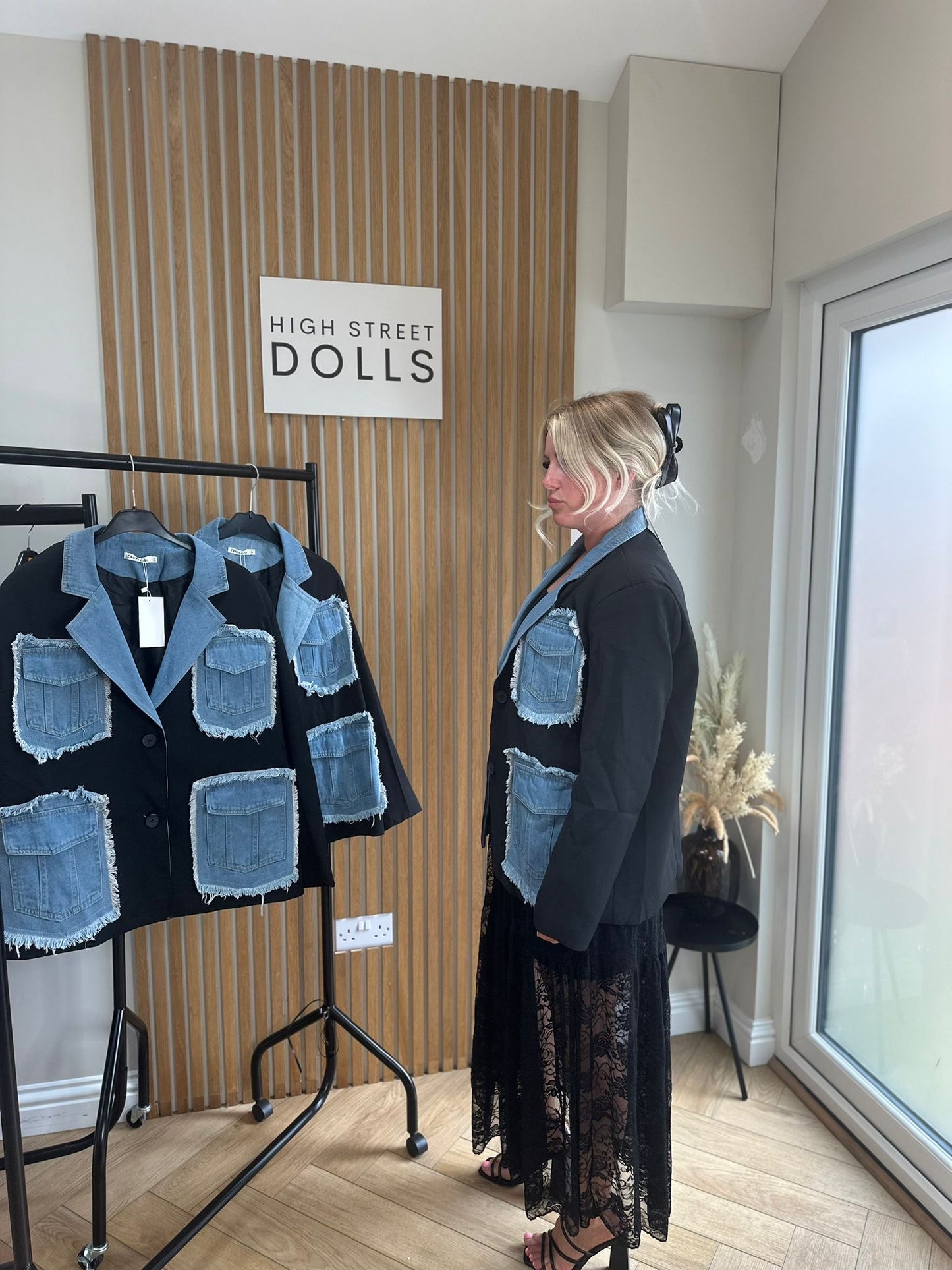 Hailey Blazer Denim Pockets Womens Jacket