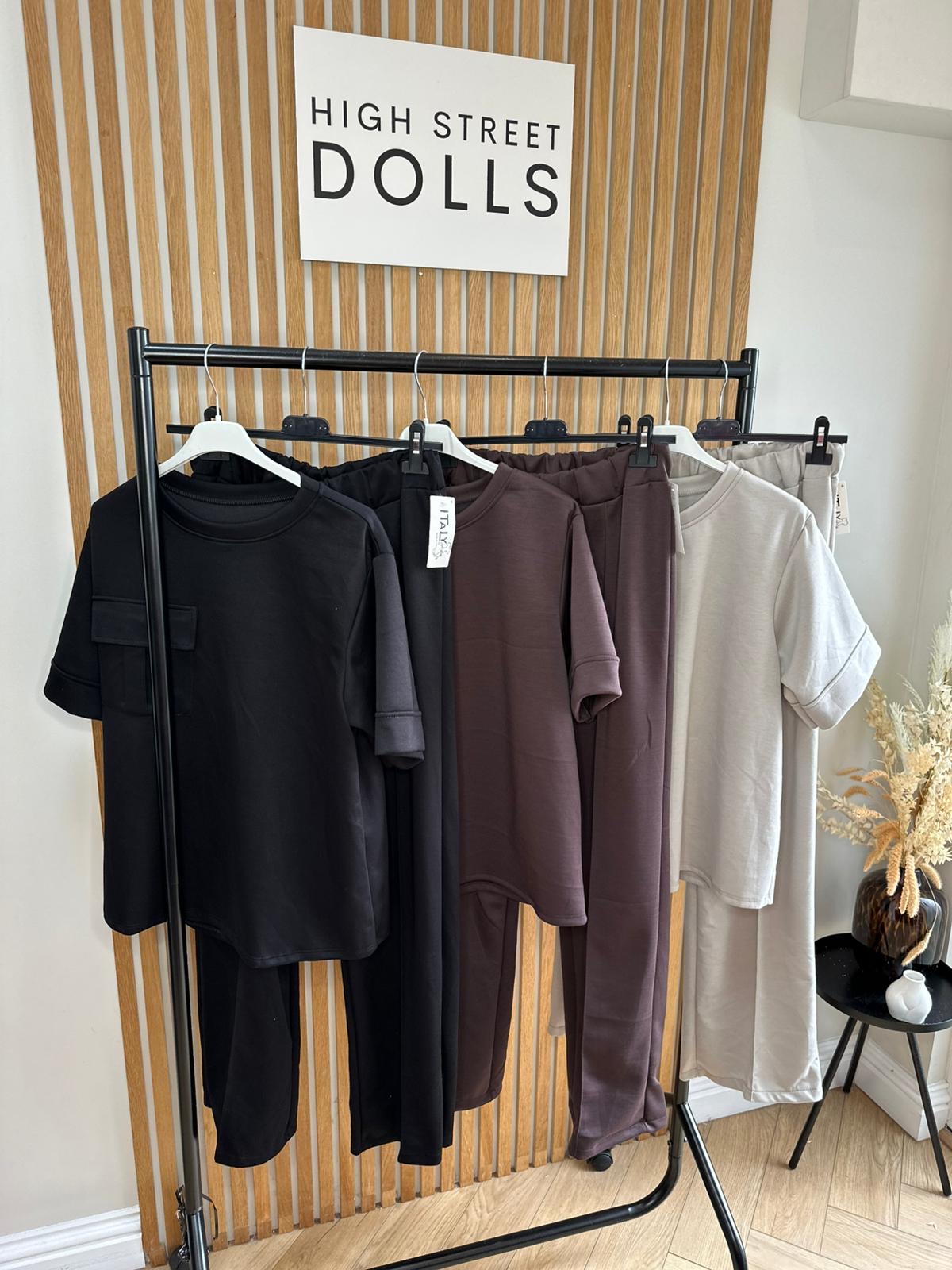 Piper Lounge Set T shirt with Wide leg Trousers Combat Pocket Tracksuit Loungewear Two Piece Co Ord