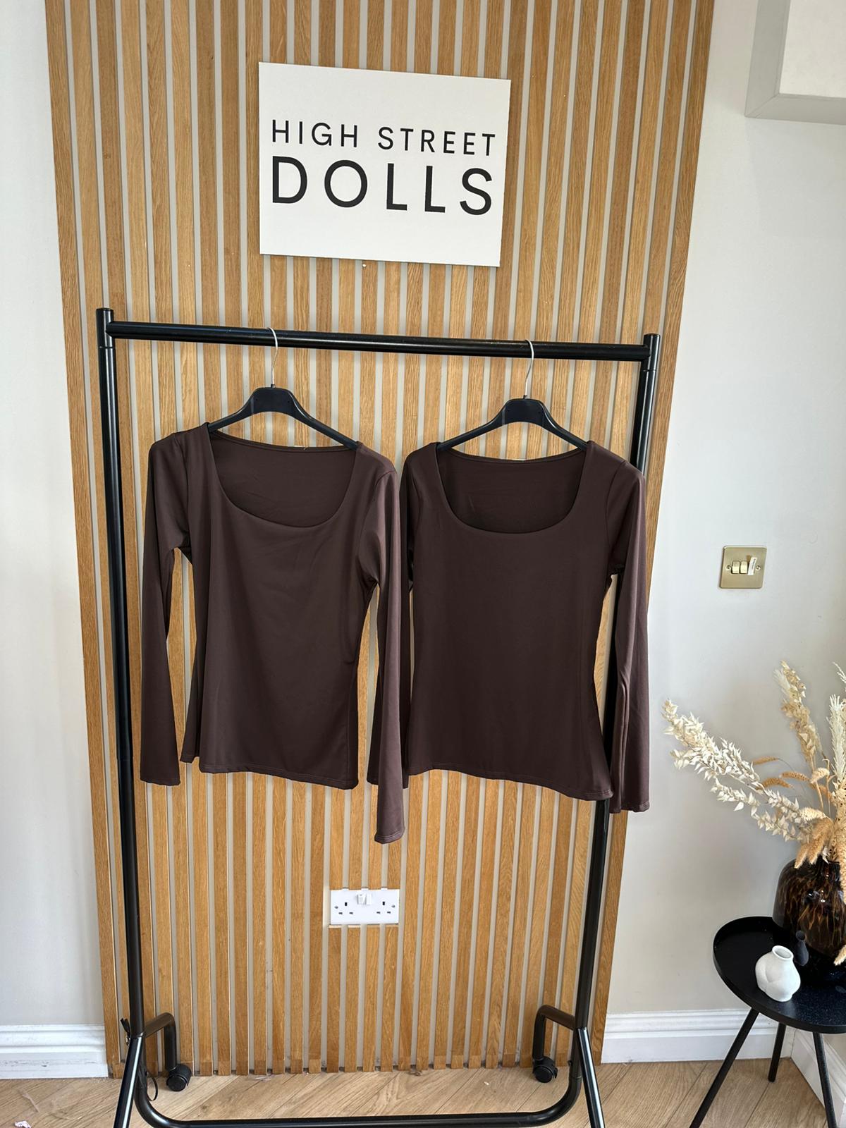 Layla Long Sleeve Fitted T shirt with Low neckline