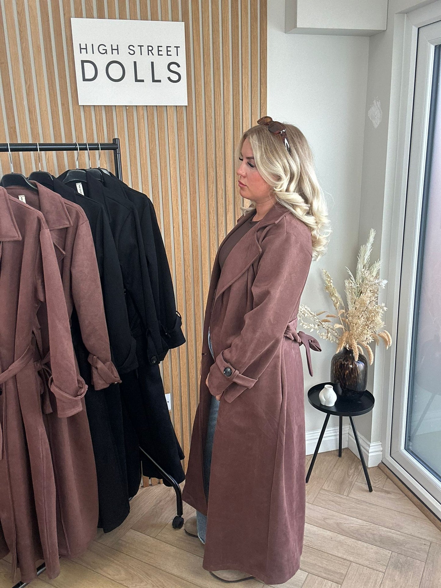 Rea Suede Trench Coat Longline Autumn Winter Jacket