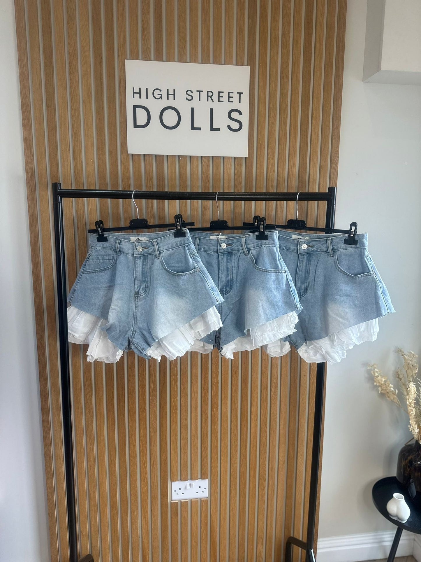Polly Denim Shorts Denim Shorts with Ruffles Frilly High Waisted Spring Summer Holiday