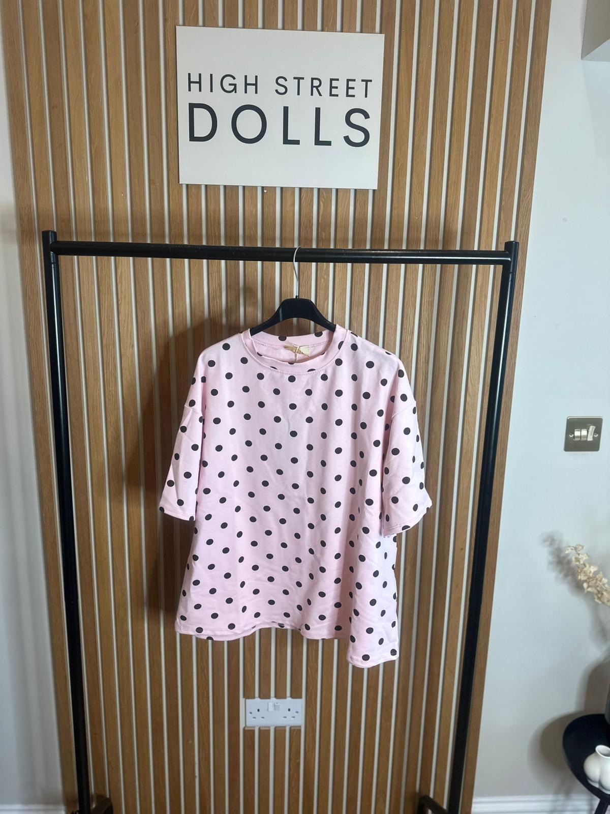 Mabel Polka Dot Oversized T Shirt Short Sleeves Spring Summer Lemon Viral