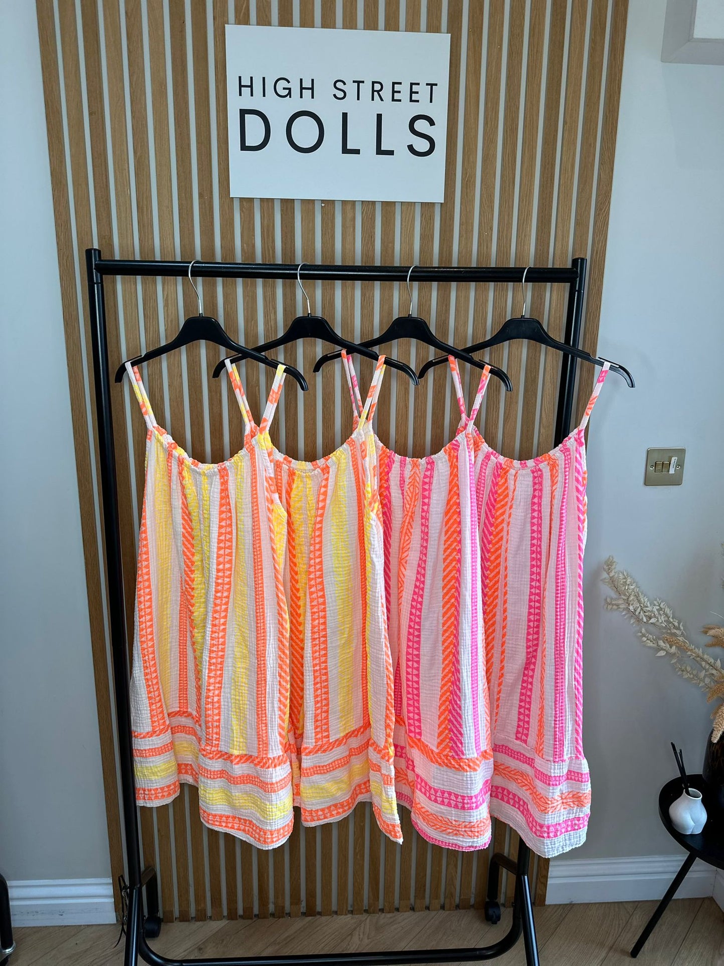 Ivy Cheesecloth Printed Dress Mini Length Stripe Print Holiday Summer