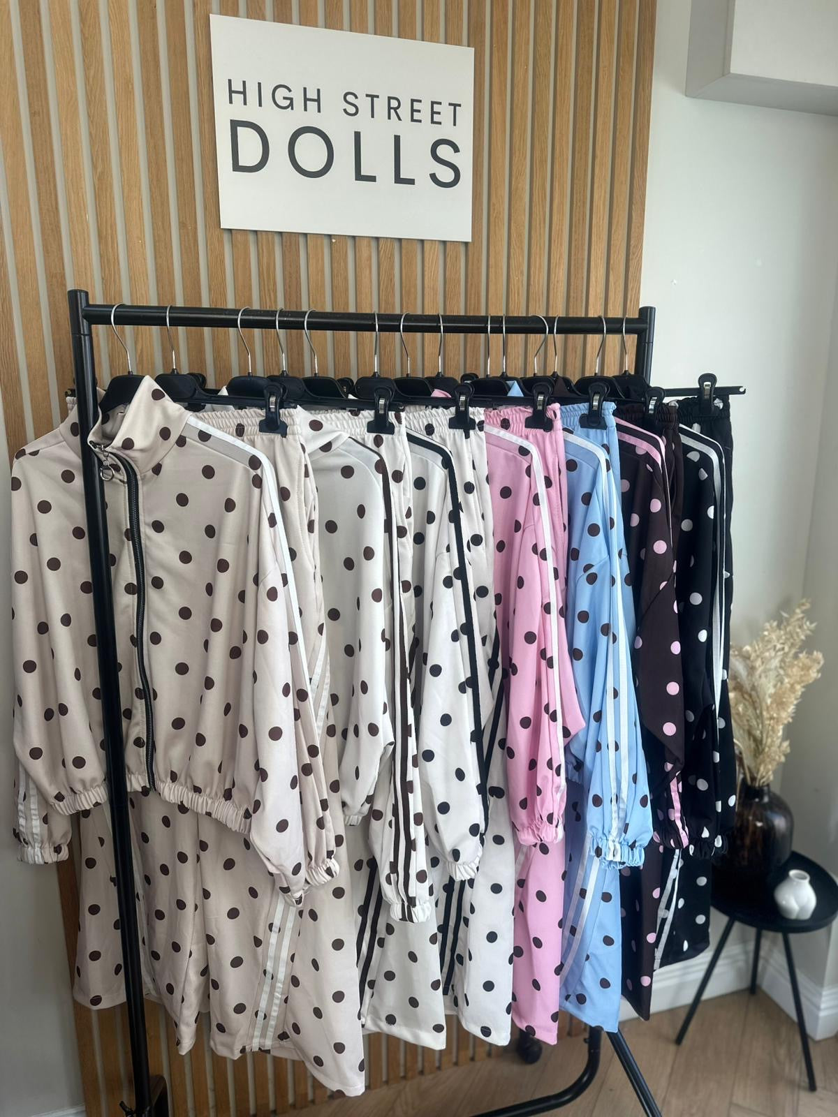Rouge Polka Dot Bomber Jacket and Wide Leg Trousers Lounge Set Spring Summer Women’s Two Piece Co Ord Trending Viral Print Stripe Detail