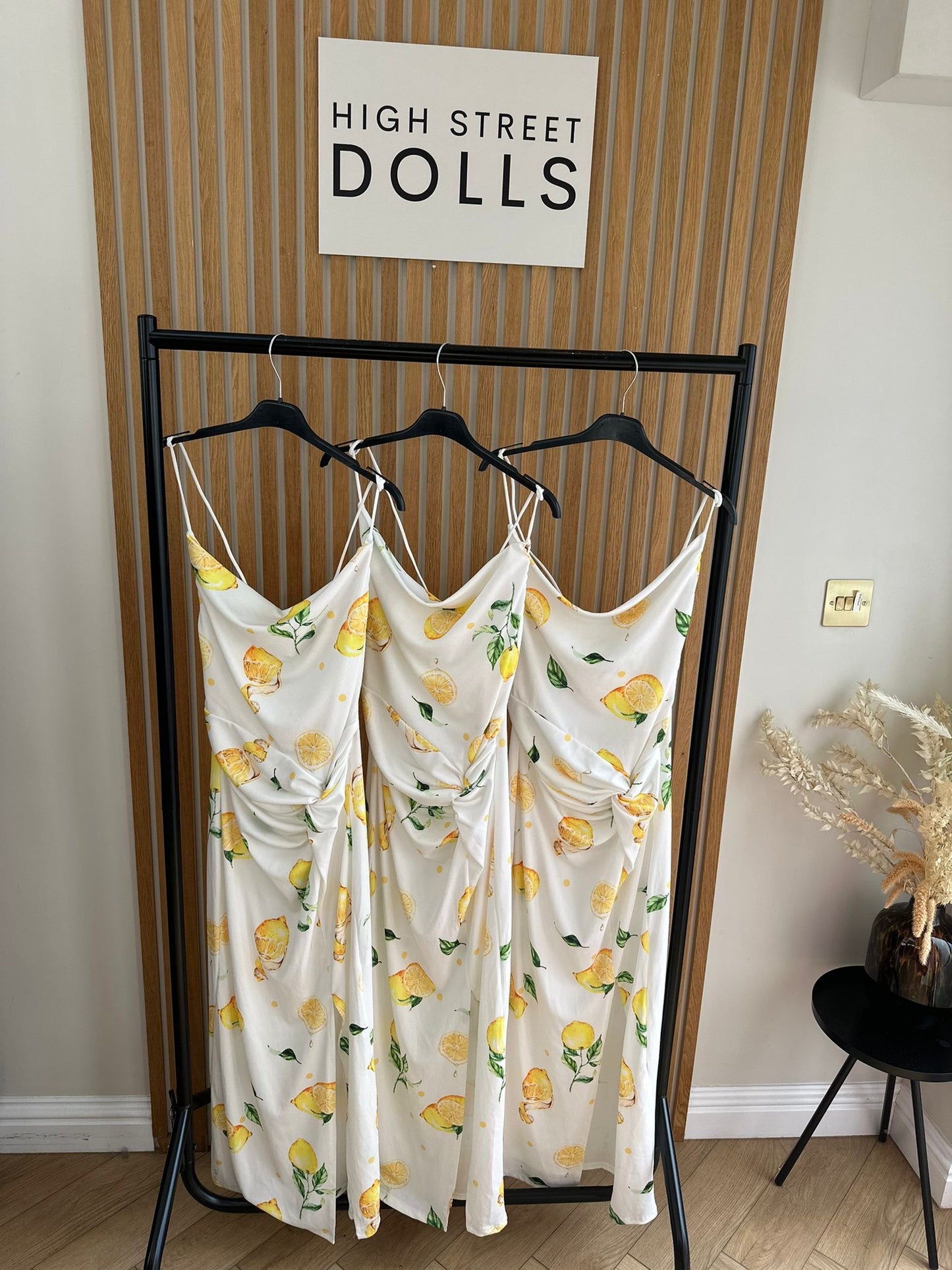 Sicily Lemon Midi Dress Printed spaghetti strap dress