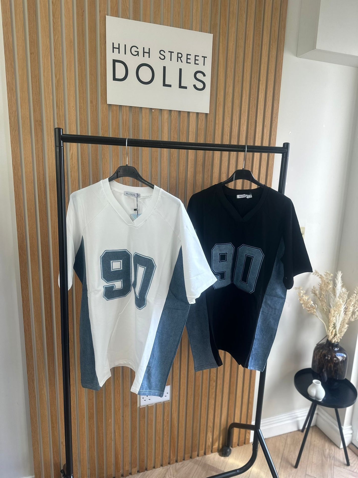 Darcie Baseball T Shirt Short Sleeves Slogan Denim Top Spring Summer Holiday
