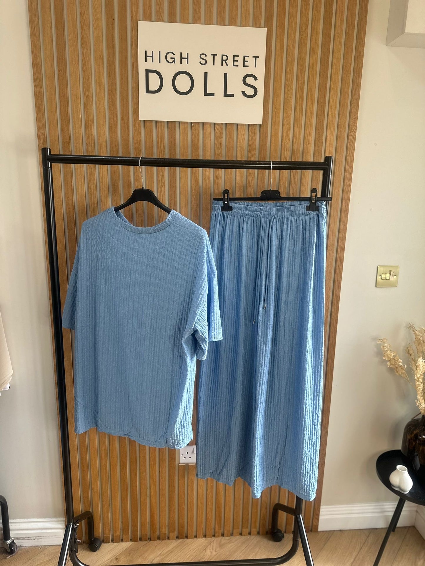 Maddison T Shirt and Trouser Set  Summer Outfit Holiday Set Crinkle Fabric Two Piece Co Ord