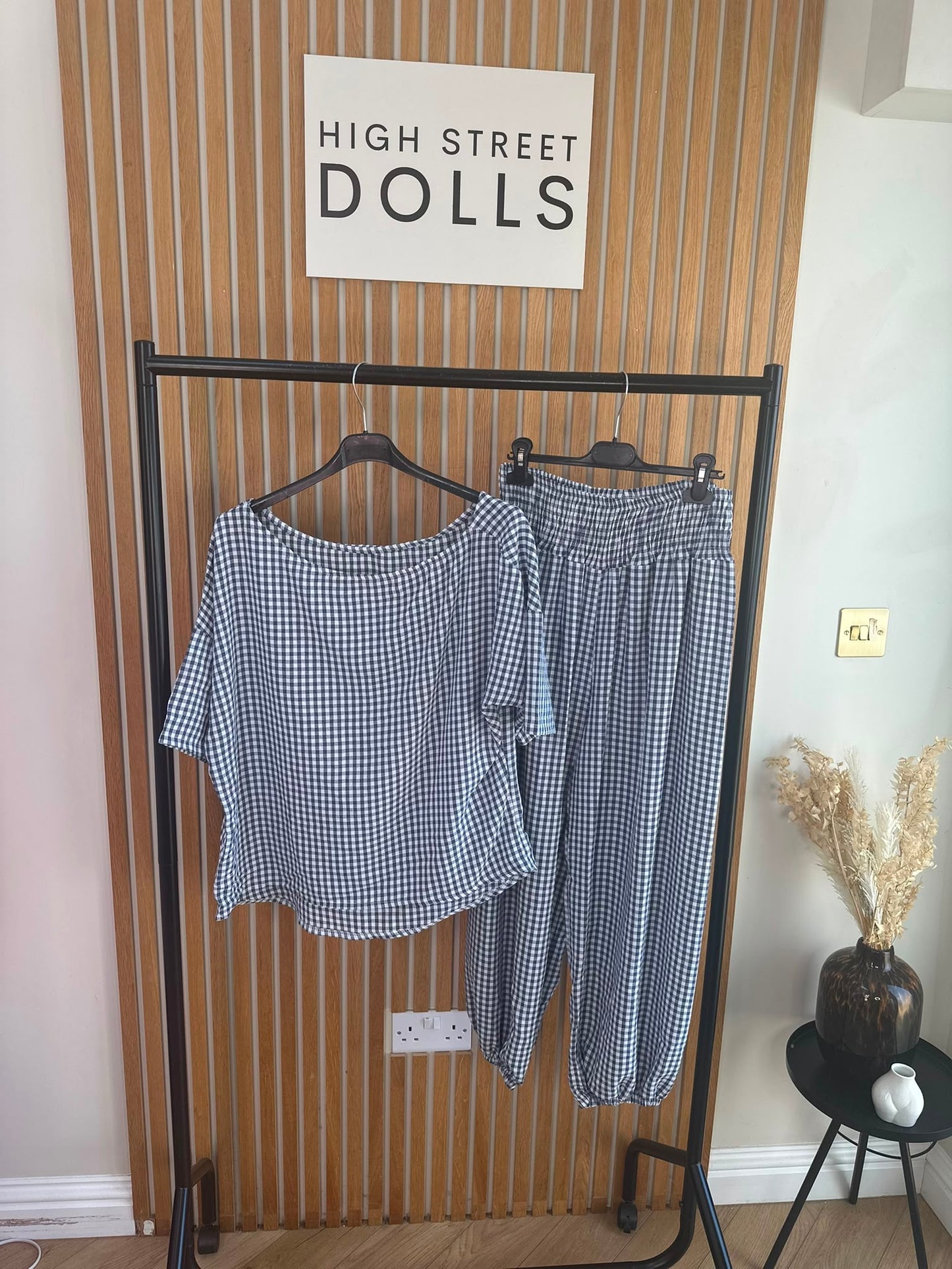 Shelley Gingham Co Ord Top and Trouser Set Summer Holiday Light Weight Material