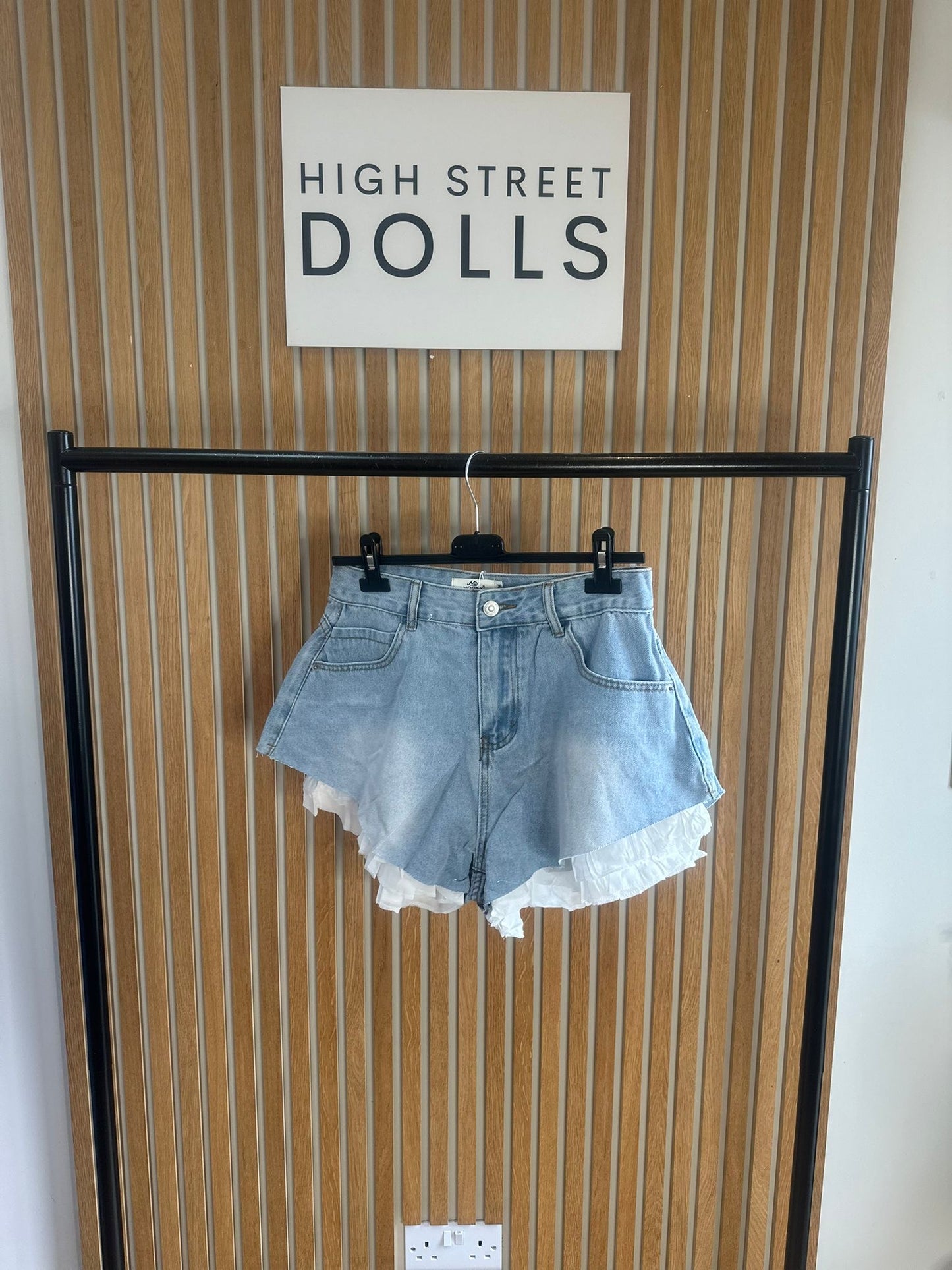 Polly Denim Shorts Denim Shorts with Ruffles Frilly High Waisted Spring Summer Holiday