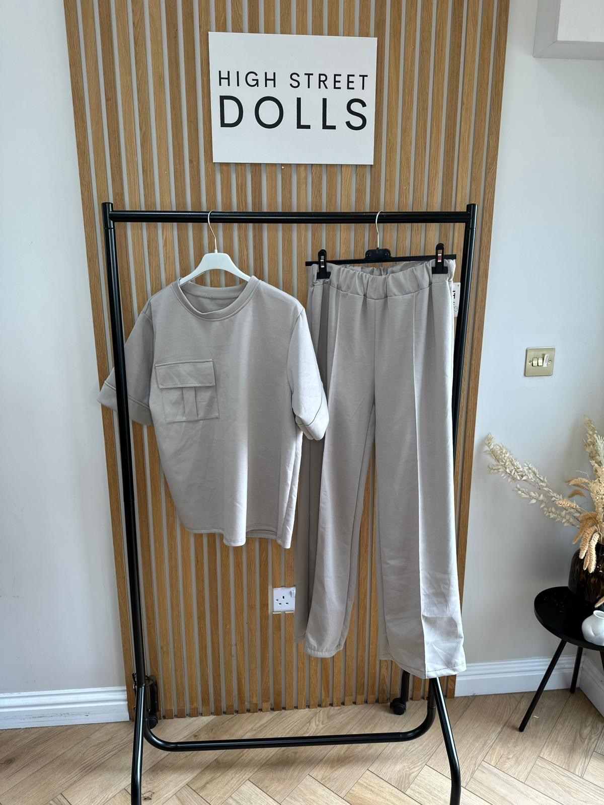 Piper Lounge Set T shirt with Wide leg Trousers Combat Pocket Tracksuit Loungewear Two Piece Co Ord