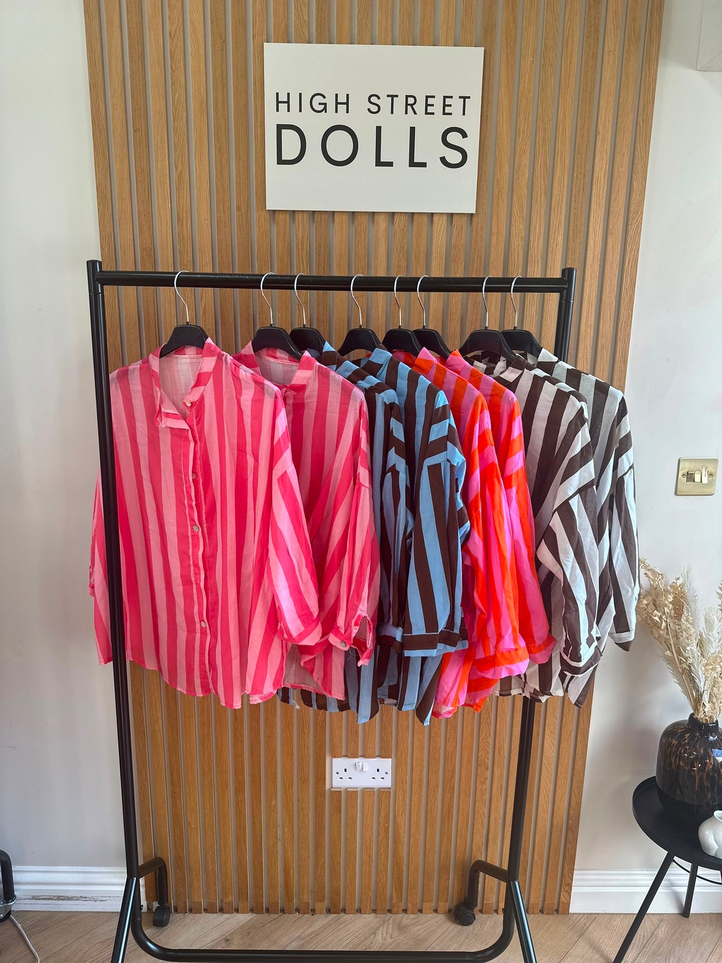 Coral Oversized Striped Shirt Bold Bright Summer Holiday Style