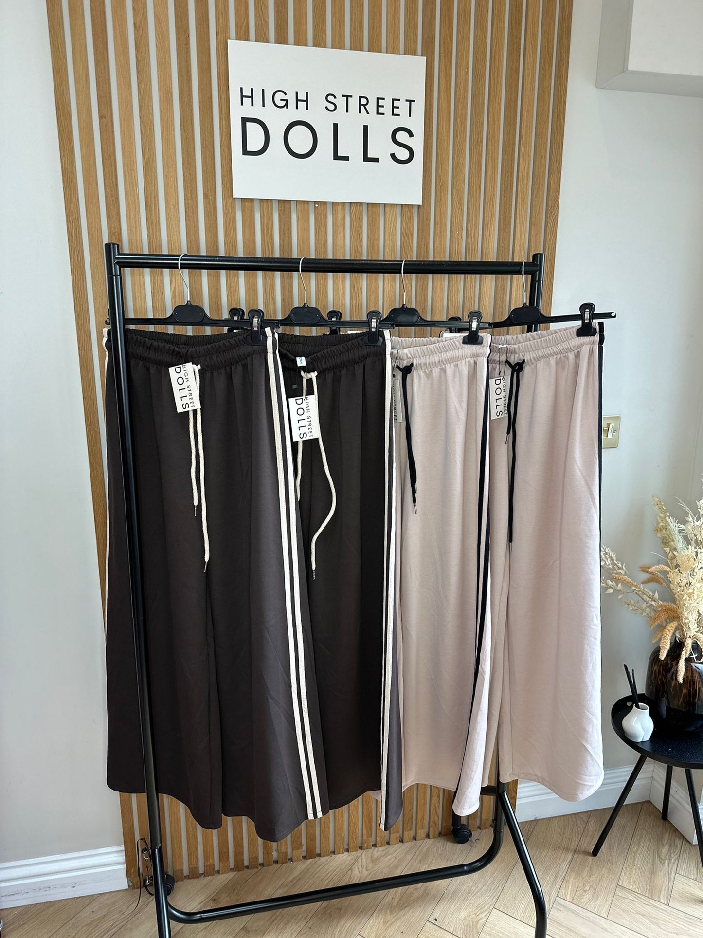 Khloe Trousers Wide Leg Flares Stripe Detail