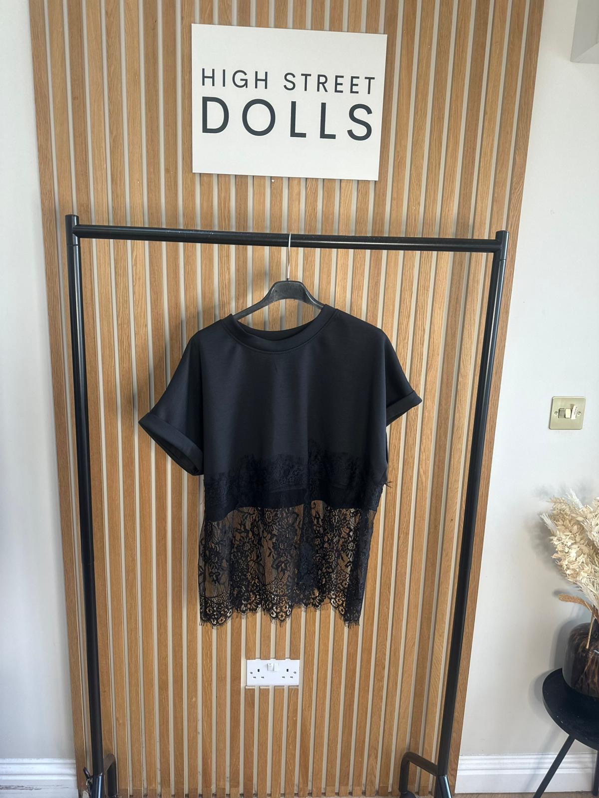 Emilia Lace Oversized T Shirt Short Sleeves Spring Summer