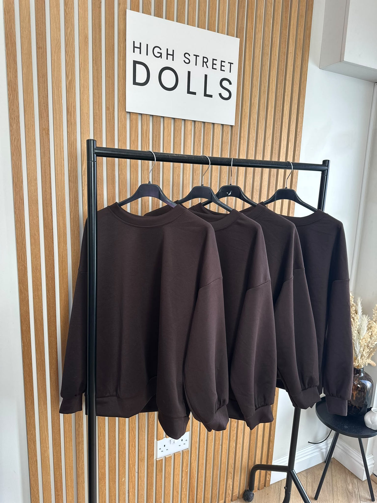 Marnie Chocolate Brown Oversized Jumper with Leopard Print Slogan | Autumn/Winter